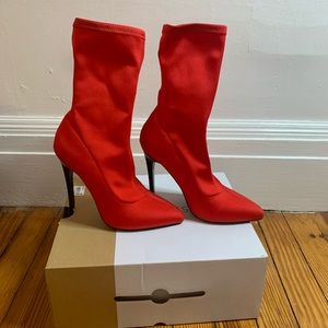 Call it spring bright red sock shoes